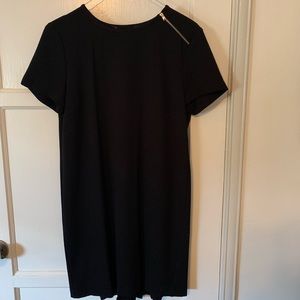 dress with pleated detail and silver zipper detail